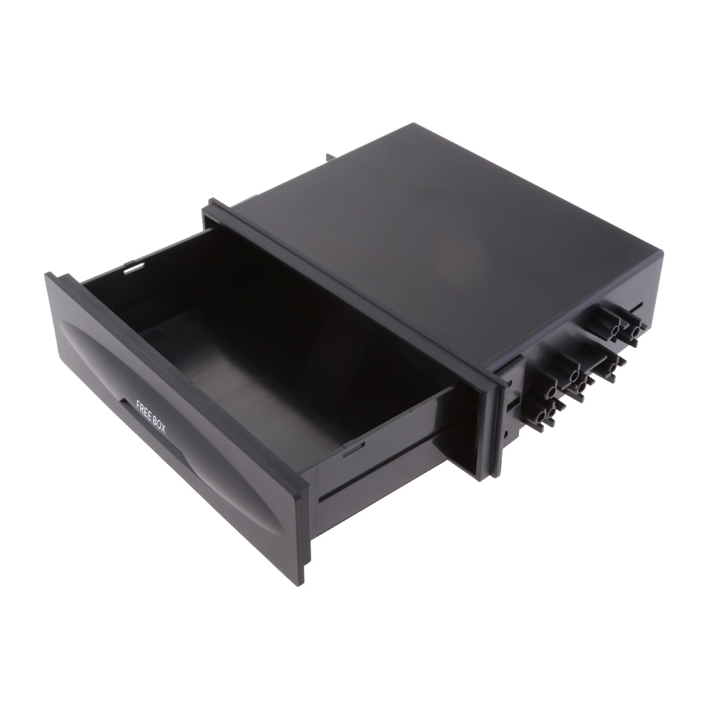 Black Universal Single Din Pocket Kit Car Storage Drawer Box Replacement