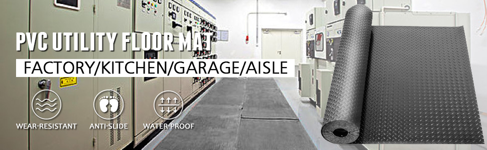 Garage Floor Mat,14.7x3.6ft,Black