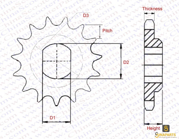 E Scooter Front Sprocket H Chain