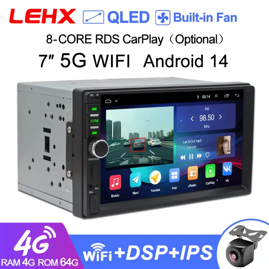 2 din Car Radio Android 14 RAM 2GB Autoradio Multimedia Player for Nissan Hyundai Kia toyata Chevrolet Ford Suzuki Mitsubishi